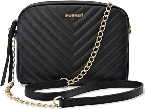 MONNARI Czarna PIKOWANA TOREBKA Listonoszka DAMSKA NA ŁAŃCUSZKU Pojemna na Arena.pl