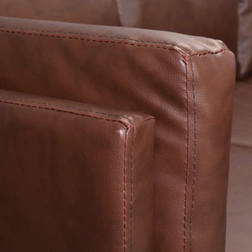 Sofa narożna, sztuczna skóra, brąz na Arena.pl