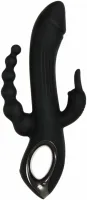 evolved trifecta rabbit vibrator black - trojfunkcyjny model silikonowy usb