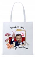 Prezydent Andrzej Duda Torba Eco Biała Shopper Z Nadrukiem Ze Zdjęciem
