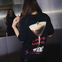Chiara Wear - T-shirt bawełniany oversize ESPRESSO MARTINI - czarny XS