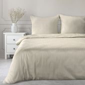 Pościel z satyny bawełnianej w prażki VERA 220X200 70X80X2 beżowa