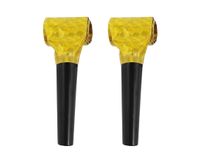 Trąbki gwizdki holograficzne złote z czarnym ustnikiem, 10 szt.