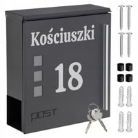 Skrzynka Pocztowa Na Listy Z Nazwą Ulicy Numerem Domu Napisem Antracyt