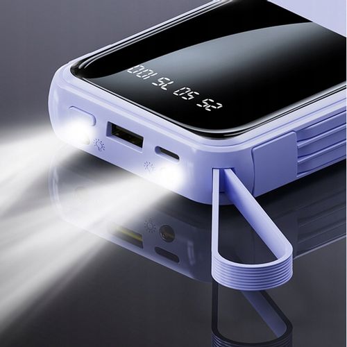 POWER BANK 10000MAH USB/USB-C QC PD WBUDOWANY KABEL Wyświetlacz cyfrowy na Arena.pl