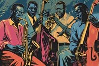 Plakat 45x30cm Jazzmani w Gazie