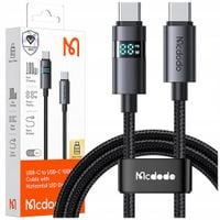 mcdodo kabel z wyświetlaczem usb-c szybkie ładowanie usb typ c 5a 100w 1m
