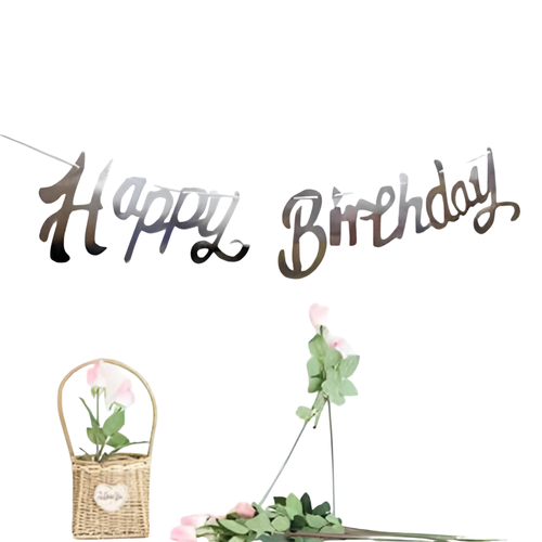 Girlanda Baner Trójkątna Urodziny Srebrna 1.5 m Dekoracja Na Imprezę na Arena.pl