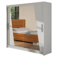 Szafa przesuwna Bega XIV z lustrem 180cm - pojemna garderoba - BIAŁY