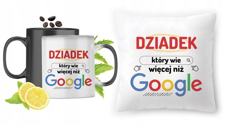 Dla Dziadka Zestaw Kubek Magiczny + Poduszka Z Nadrukiem Ze Zdjęciem zdjęcie 1