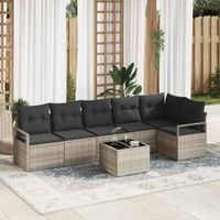 Zestaw Sof 7 pcs Jasnoszary polirattan