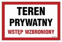 Teren Prywatny Wstęp Wzbroniony 450X300 Naklejka