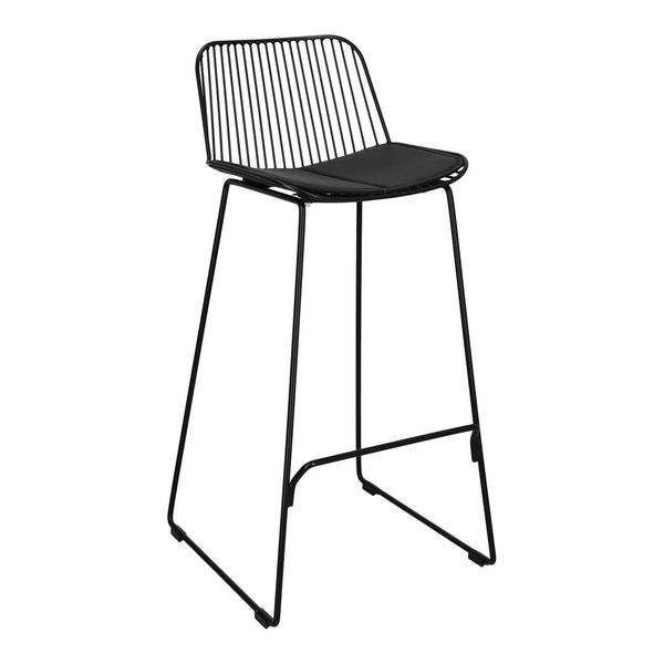 Krzesło barowe Dill High czarne z czarną poduszką zdjęcie 1