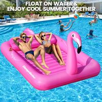 MATERAC WODNY DMUCHANY FLAMING WYGODNY BEZPIECZNY RÓŻOWY DUŻY 205X150 XXL