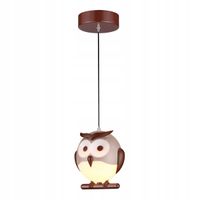 Lampa Wisząca OWL Brązowy Biały Plastikowy Klosz 1xE14 15x90cm Sufitowa Dom