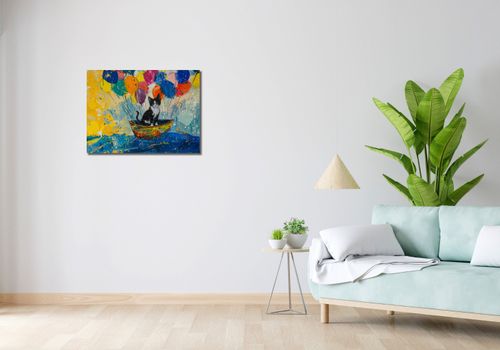 Obraz 70x50cm Kot na Łodzi na Arena.pl