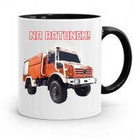 Kubek Czarny Dla Strażaka Straż Na Ratunek Z Nadrukiem Ze Zdjęciem