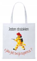 Dla Strażaka Prezent Torba Eco Biała Shopper Z Nadrukiem Ze Zdjęciem