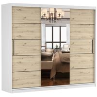 Szafa przesuwna ALBA I 250x61 BIAŁY/ARTISAN+LUSTRO półki PRODUCENT