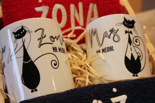 Prezent ślubny Ręczniki z haftem kubki Żona i Mąż na Arena.pl