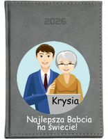 KALENDARZ A6 2026 TYGODNNIOWY KSIĄŻKOWY nadruk PREZENT DLA BABCI + IMIĘ