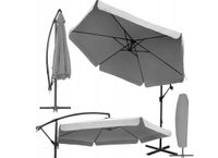 Duży parasol ogrodowy 350 cm DALLAS z pokrowcem wysięgnikiem j. szary