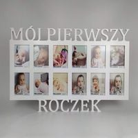 Multiramka ramka na zdjęcia z napisem MÓJ PIERWSZY ROCZEK mdf 12 zdjęć