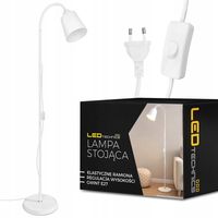 2 x Lampa stojąca podłogowa biała regulowana 170cm na E27 LED + włącznik