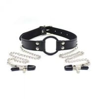 stymulator ring gag + nipples clamps (black)