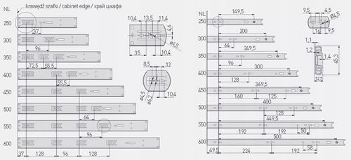 Prowadnica GTV VERSALITE PLUS kulkowa H45 550mm cichy domyk na Arena.pl