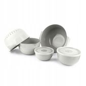 KADAX Zestaw Misek Kuchennych 7El + Durszlak 3L Plastikowe Białe