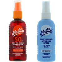 Malibu SPF50 Olejek Brązujący 100ml + Spray Po Opalaniu 100ml