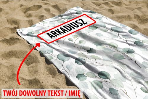 RĘCZNIK Akwarelowe listki z twoim dowolnym tekstem 200x75 004L na Arena.pl