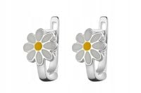 SREBRNE BARDZO SUBTELNE KOLCZYKI KWIATKI STOKROTKI EMALIOWANE