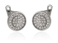 Eleganckie wiszące rodowane srebrne klasyczne kolczyki kółko circle coin białe cyrkonie srebro 925 K2876