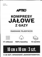 Kompresy jałowe 10 cm x 10 cm APTEO CARE x 3 sztuki w opakowaniu