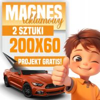 Profesjonalny Magnes 200x60 cm na Samochód - Twoja Reklama LOGO - 2 sztuki