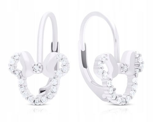 Kolczyki Srebrne Dla Dziewczynki Myszka Miki Minnie Wiszące Cyrkonie pr.925 na Arena.pl