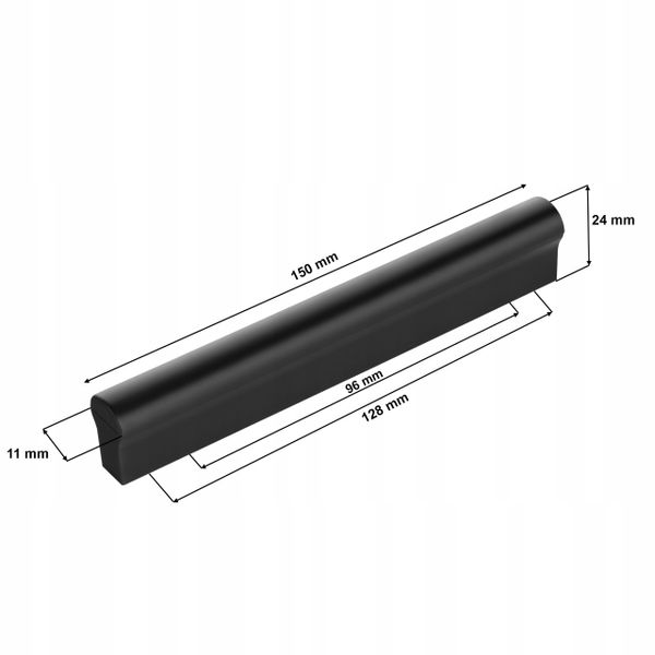 10szt Uchwyt meblowy KL Czarny mat 96mm 128mm +wkręty zdjęcie 5