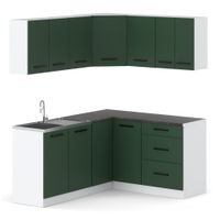 Meble Kuchenne Narożne Zestaw Mebli Kuchennych Danka Butelkowa Zieleń