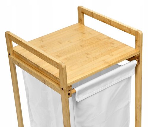 BAMBUSOWY KOSZ NA PRANIE BIELIZNĘ CIUCHY POJEMNIK Z PÓŁKĄ WYSUWANY 40L na Arena.pl