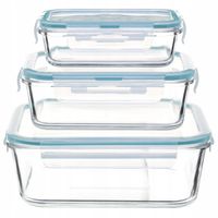 POJEMNIK NA ŻYWNOŚĆ POJEMNIKI ZESTAW SZKLANY LUNCHBOX ŻYWNOŚCI 3 SZT BOX