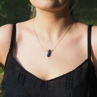 Naszyjnik - Dumortieryt sopel na łańcuszku srebrnym złoconym