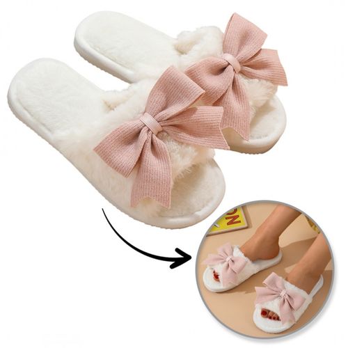 ciepłe kapcie z kokardą ocieplane, antypoślizgowe pan06r38, rozmiar 38 na Arena.pl