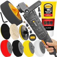 POLERKA SAMOCHODOWA SZLIFIERKA Z REGULACJĄ + GĄBKI + PASTA POLERSKA FARECLA