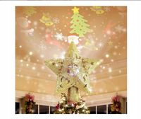 Gwiazda na choinkę z projektorem LED na czubek brokatowa złota 3D 24 x 20cm