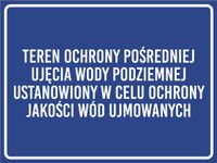 Znak Teren ochrony pośredniej ujęcia wody podziemnej grawer 20x15 cm