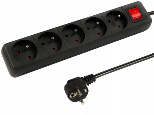 PRZEDŁUŻACZ LISTWA ZASILAJĄCA WŁĄCZNIK MOCNY GRUBY 10m 5 GNIAZD CZARNA na Arena.pl