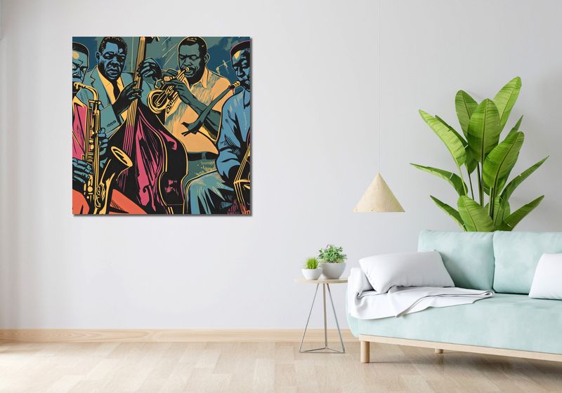 Obraz 100x100cm Jazzmani w Gazie zdjęcie 2