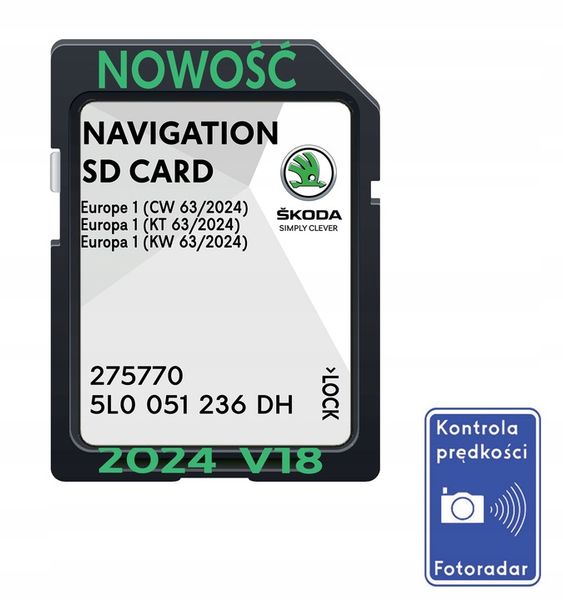 MAPA SKODA MIB2 SUPERB OCTAVIA YETI 2024 RADARY zdjęcie 1